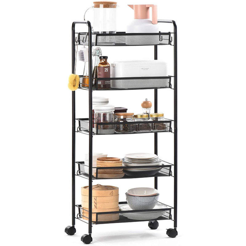 Lifease 5Tier Mesh Rolling Storage Cart Multifunctional